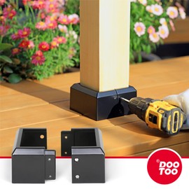 DOOTOO 2pack 4"(Actual 3.5"x3.5") Aluminum Deck Post Base Cover, for Deck railings, Stairs, Patios, Porches Split Deck Post Skirt (Black)