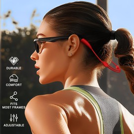 FOFALY Glasses Strap 3Pcs, No Tail Adjustable Extended Sunglasses Strap For Sports, Eyeglasses Holder Around Neck, Eyewear Rope Retainer, Glasses Chain For Men, Women (Black, Red, Purple, 15.5 inches)