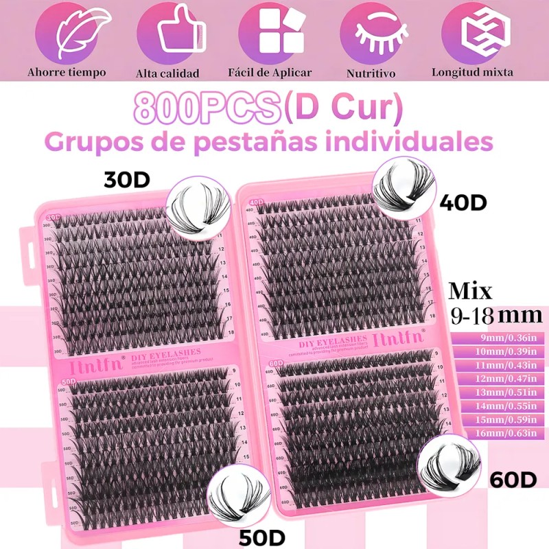 804 Kit Extension De Pestañas Maquillaje Diy 30d 40d 50d