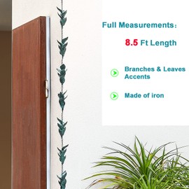 Retrome 8.5 Ft Length Iron Branches & Leaves Rain Chain, Replacement Downspout for Gutters, Antique Dark Blue…