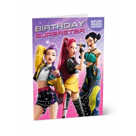 KPOP Demon Hunters Biglietto di compleanno "Birthday Superstar" divertente K-Pop Star Biglietto di compleanno per ragazze – colorato tema musicale