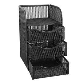 Desk Organiser, Wire Mesh 4 Tier Extendable Drawers, Durable Metal, Multifunctional, Rust Resistant, Paper Sorting Holder, Desk Document Rack for Letters, Mails, Files