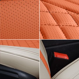 GXT Car Seat Covers Front Seats Only, Front Car Seat Covers 2 Pack, Premium Faux Leather Car Seat Cushion - Universal Fit for Most Sedans SUV Pick-up Truck with Headrests(White and Orange)