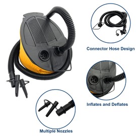 TWLEAR Foot Pump, Air Pump for Inflatable Ottoman, Bed, Air Mattress, Float and Ball, Yellow Black