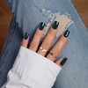 KQueenest Dark Green Press On Nails Medium Square - Acrylic