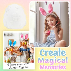 KreativeKraft Ostern Basteln Kinder Bastelset DIY Set Kinder Gips Ostereier Bemalen Osterhasen Gipsfiguren zum Bemalen (Eier 4er Pack)