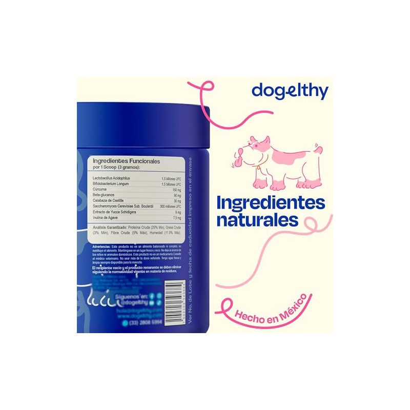 Dogelthy Gastro Aid. Pre + Probioticos con +3 Billones de