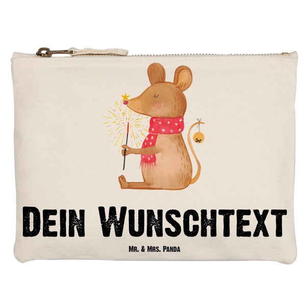 Mr. & Mrs. Panda Christmas Mouse Make-Up Bag, White Personalised,