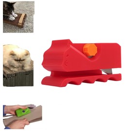 Cardboard Cutter for Cat Scratchers, 3D Printed Kitten Shaped Cutter DIY Cat Scratching Cardboard Strip Tool, Cutting Machine for Lovers (Red)