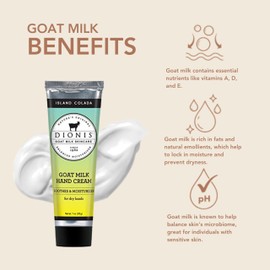 Dionis - Goat Milk Skincare Scented Hand Cream (1 oz) Set of 6, Moisturizing Lotion for Dry Skin, Good for Sensitive Skin, Cruelty-free and Paraben-free (Island Colada)