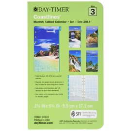 Day-Timer Recambio 2019, dos páginas por mes, enero 2019 – diciembre 2019, 8 – 1/2" x 11", hoja suelta, tamaño folio, Coastlines (13393), Pequeño