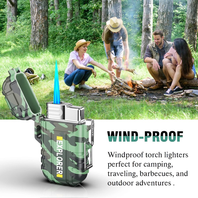 Torch Lighter, Refillable Butane Windproof Outdoor Gas With Adjustable Jet
