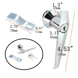 Tsnamay 2Pcs Mailbox Cabinet Metal Keyed Security Handle Latch Cam Lock Locker with 4 Keys Silver