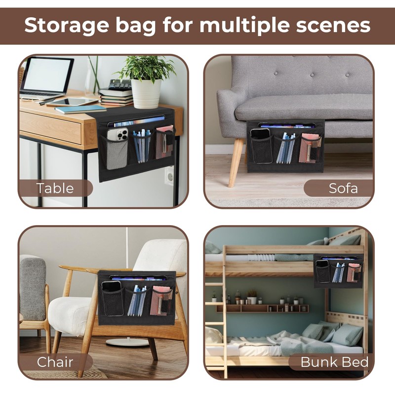 Andibro Bedside Storage Organizer with 4 Pockets, Oxford Cloth Bedside