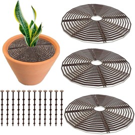 Synrroe - Paquete de 3 cubiertas protectoras de rejilla para macetas con recorte central - Protector de tierra para macetas a prueba de gatos y perros, protector de malla para plantas de interior
