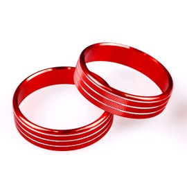 KUNGKIC 3 Pieces Car Button Cover for Air Conditioning Indoor Decorative Compatible with Subaru BRZ Toyota GR86 2021 2022 Aluminium Alloy Button Ring Covers Accessories Sport Style (Red)