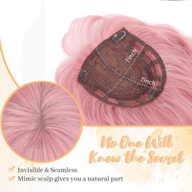 Ms Taj Haarteile für Damen, 36 cm,Pink Gewellte Haarteile für Frauen mit dünner werdendem Haar, synthetische Wiglets, mit Pony, Clip-in für Frauen
