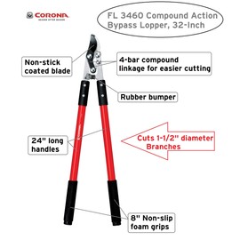 Corona FL 3460 Compound Action Bypass Lopper, 32-Inch