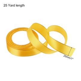 MECCANIXITY 1 Inch 25 Yard Wide Satin Ribbon with Gold Edges Border Grosgrain Fabric Ribbon for Gift Wrapping Wedding Bouquet, Gold