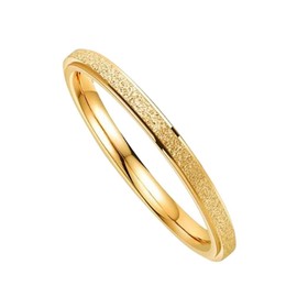 OAKKY Damen 2MM Schrubben Hochzeit Band Ringe Edelstahl Gold Größe 52 (16.6)