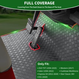 Cartalia Golf Cart Floor Liner Mat 8mm Thick Rubber Full Coverage Fit for EZGO TXT (1994-2025), Express S4 (2012-2020), Cushman Workhorse, EX1 (2020), Valor, Navitas, Some Star Carts Mats - Red Trim