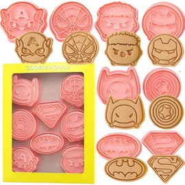 Crethinkaty Cartoon Cookie Cutter-8 Plastic Cookie Stamp- Cartoon Fun Cookie Mold, Children's Baking Set.