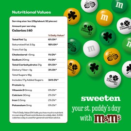 M&M's St. Patrick's Day Chocolate Candy, Green White and Gold Candies, Holiday Dessert Table Treats, Party Favors, Parade Handouts, Gift Bags, Themed Baking Decorations, Bulk 2 lb Bag