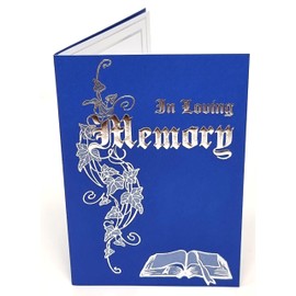 2 X In Loving Memory Deluxe Blue Sympathy Catholic Mass Card Unisex for Men or Women with 2 Keepsake Memory Wallet Card