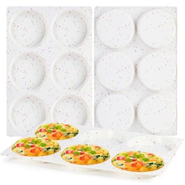 CAKETIME Muffin Top Pan, Silicone Egg Molds for Breakfast Sandwiches 4 Inch Jumbo Round Egg Baking Pan for Oven English muffins, Whoopie Pies, Corn Bread, Egg bites, Tarts 3 Pack Confetti