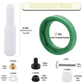 3'' Toilet Tank to Bowl Coupling Kit, Fits for American Standard Champion 4 Toilet Parts AS738756-0070A, Includes Gasket, Bolts and Other Essential Parts for Most 3 Inch Flush Valve Opening Tanks