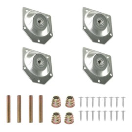 T-Plates Leg Mounting Plates with Hanger Bolts Table Leg Mounting Hardware 4 Piece 13 Degreee Furniture Feet Mounting Plate Legs for Table Couch Mounting Fixing (White Zinc)