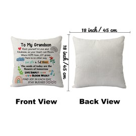 Heartwarming Pillowcase Gift to My Grandson Love Inspiration Throw Pillow Cover for Boys Men Birthday Xmas Graduation Wedding from Grandparents Grandma Grandpa Reminder Cushion Cover