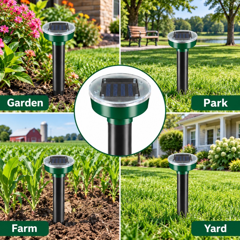Solar Ultrasonic Pest Repeller for Yard 4 Pcs – Ground