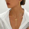 Choistily Gold Bow Necklace Earrings Set Bow Jewelry Set Dainty