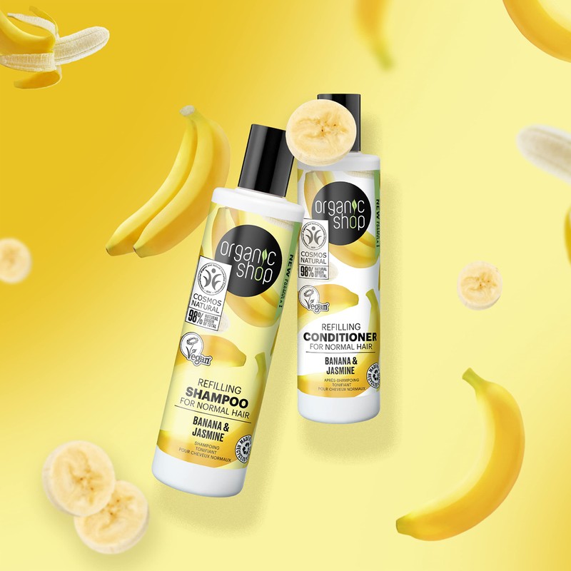 Organic Shop Refilling Conditioner for Normal Hair Banana and Jasmine,