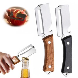 2 Pack Multifunctional Vegetable Peeler, 3-in-1 Peelers For Kitchen with Bottle Opener, Sharp Stainless Steel Swivel Blade, Wooden Handle, Grater & Bottle Opener for Carrot, Apple, Fruit & Vegetable