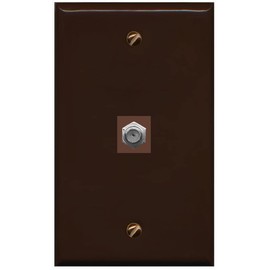 RiteAV 1 Port Coax Cable TV F-Type Wall Plate - Flat Style [Brown/Brown]