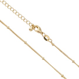 BEADIA - Collar de cadenas O bañadas en oro de 2 mm con abalorio de 50 mm, 4 piezas con cierre de langosta para hacer joyas