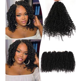 Bohemian Yanky Twist Crochet Hair 10 Inch 7 Packs Pre Looped Mini Twist Yankee Twist Micro Yaki Twist Synthetic Curly Crochet Hair Extensions For Black Women (1B, 10 Inch (Pack of 7))