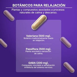 Noctazen | Valeriana, Pasiflora, GABA | Suplemento alimenticio de Rutina Nocturna | Apoyo de Sueño y Descanso Reparador | No crea hábito | 60 Cápsulas