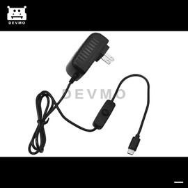 DEVMO Raspberry Pi 4b Fuente de alimentación, adaptador de CA 5V 3A USB-C C con cargador de botón de interruptor para Rasberry Pi 4 Generación