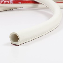 25Ft D-Shape Weather Stripping Door Edge Rubber Seals 1/2" X 7/16" Car Edge Rubber Weatherstrip(Self-Adhesive) Hollow with Bulb Gasket for Automotive Door/Window Soundproofing(White)