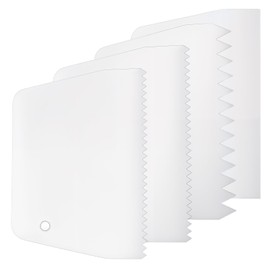 4 Pcs Adhesive Spreader, Notched Glue Applicator Kits Plastic Trowel Adhesive Barrier Spreader 0.5"/1" Tooth Reusable Hardwood Flooring Spreader for Applying Glue Epoxy Resin Putty(White)