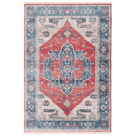 SAFAVIEH Persian Collection Area Rug - 5' x 7'6", Red & Blue, Traditional Oriental Distressed Design, Non-Shedding & Easy Care, Ideal for High Traffic Areas in Living Room, Bedroom (VTP477Q)