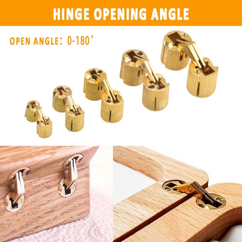 BE-TOOL Hinge, 14mm Brass Invisible Hinge Pure Copper Hidden Concealed