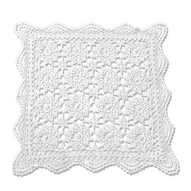 KEPSWET Handmade Crochet Three-dimensional Flowers Tablecloth Cotton Lace Square Doilies Table Cover Hollow Out Sofa Towel Decorative (50cm x 50cm, White)