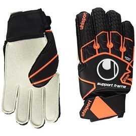 uhlsport Soft Resist Supportframe Goalkeeper Glove Men's, Black/Fluo Orange/White, 5