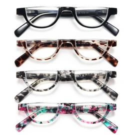 EYEURL Half Frame Reading Glasses for Women-4 Pack Blue Light Glasses Fashion Computer Readers for Women Anti UV Ray Eyeglasses with Spring Hinges,1.5
