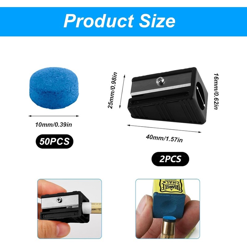 Jiujuda9 50 Pcs Pool Cue Tips, Snooker Cue Tips 10mm,