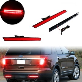 GTINTHEBOX Red Lens Full LED Bumper Reflector Lights Compatible with 2011 2012 2013 2014 2015 Ford Explorer - Functions as Tail Lamps Rear Fog Lights